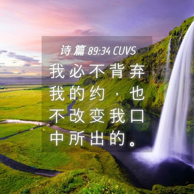 Picture 04 - 诗 篇 89:34 CUVS - 我 必 不 背 弃 我 的 约 ， 也 不 改 - Bible Verse Picture
