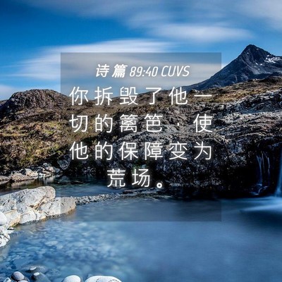 Picture 04 - 诗 篇 89:40 CUVS - 你 拆 毁 了 他 一 切 的 篱 笆 ， 使 - Bible Verse Picture