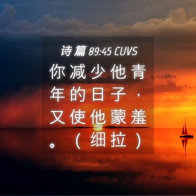 Picture 04 - 诗 篇 89:45 CUVS - 你 减 少 他 青 年 的 日 子 ， 又 使 - Bible Verse Picture