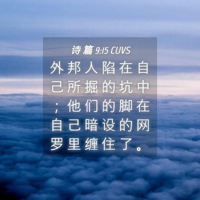 Picture 04 - 诗 篇 9:15 CUVS - 外 邦 人 陷 在 自 己 所 掘 的 坑 中 - Bible Verse Picture