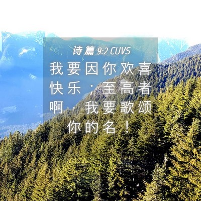Picture 04 - 诗 篇 9:2 CUVS - 我 要 因 你 欢 喜 快 乐 ； 至 高 者 - Bible Verse Picture