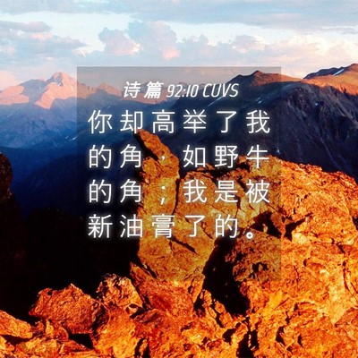 Picture 04 - 诗 篇 92:10 CUVS - 你 却 高 举 了 我 的 角 ， 如 野 牛 - Bible Verse Picture
