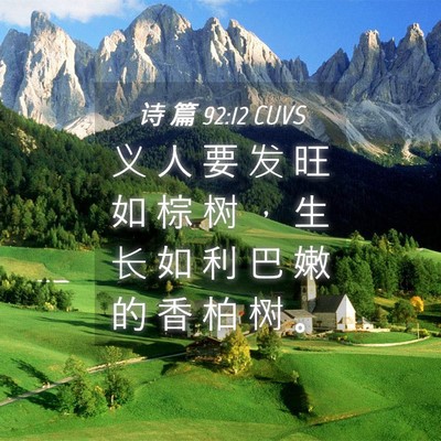 Picture 04 - 诗 篇 92:12 CUVS - 义 人 要 发 旺 如 棕 树 ， 生 长 如 - Bible Verse Picture