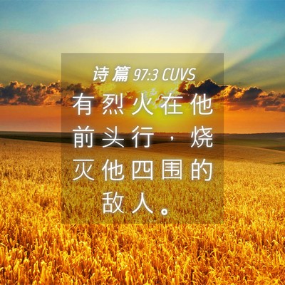 Picture 04 - 诗 篇 97:3 CUVS - 有 烈 火 在 他 前 头 行 ， 烧 灭 他 - Bible Verse Picture