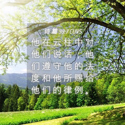 Picture 04 - 诗 篇 99:7 CUVS - 他 在 云 柱 中 对 他 们 说 话 ； 他 - Bible Verse Picture