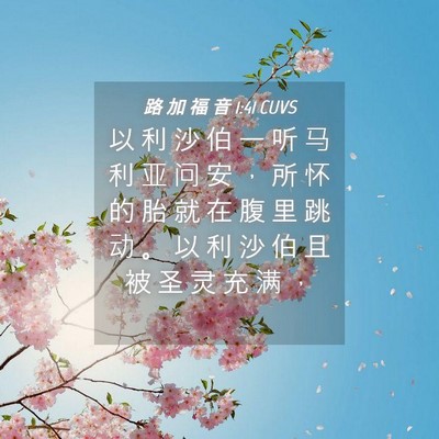 Picture 04 - 路 加 福 音 1:41 CUVS - 以 利 沙 伯 一 听 马 利 亚 问 安 ， - Bible Verse Picture