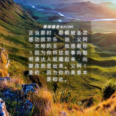 Picture 04 - 路 加 福 音 10:21 CUVS - 正 当 那 时 ， 耶 稣 被 圣 灵 感 动 - Bible Verse Picture
