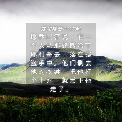 Picture 04 - 路 加 福 音 10:30 CUVS - 耶 稣 回 答 说 ： 有 一 个 人 从 耶 - Bible Verse Picture