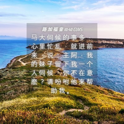 Picture 04 - 路 加 福 音 10:40 CUVS - 马 大 伺 候 的 事 多 ， 心 里 忙 乱 - Bible Verse Picture