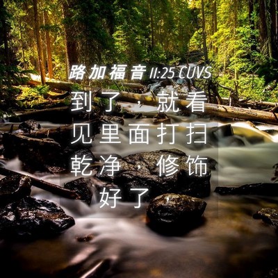 Picture 04 - 路 加 福 音 11:25 CUVS - 到 了 ， 就 看 见 里 面 打 扫 乾 净 - Bible Verse Picture