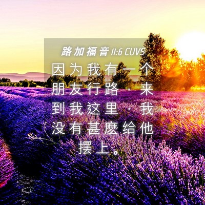 Picture 04 - 路 加 福 音 11:6 CUVS - 因 为 我 有 一 个 朋 友 行 路 ， 来 - Bible Verse Picture