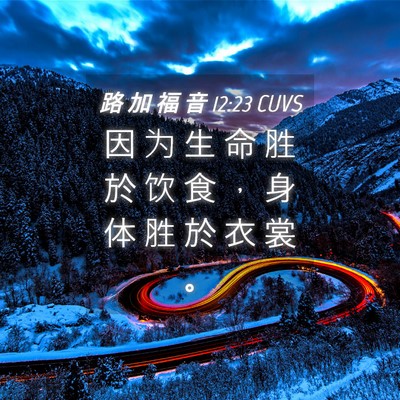 Picture 04 - 路 加 福 音 12:23 CUVS - 因 为 生 命 胜 於 饮 食 ， 身 体 胜 - Bible Verse Picture