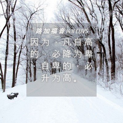 Picture 04 - 路 加 福 音 14:11 CUVS - 因 为 ， 凡 自 高 的 ， 必 降 为 卑 - Bible Verse Picture