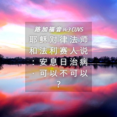 Picture 04 - 路 加 福 音 14:3 CUVS - 耶 稣 对 律 法 师 和 法 利 赛 人 说 - Bible Verse Picture