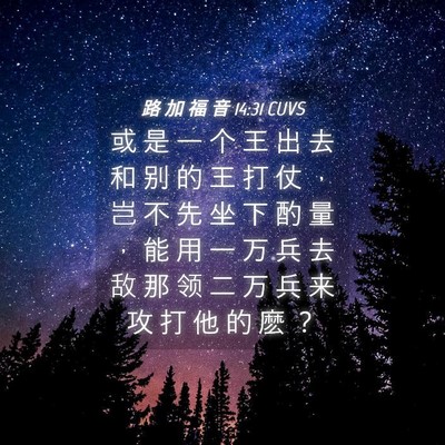 Picture 04 - 路 加 福 音 14:31 CUVS - 或 是 一 个 王 出 去 和 别 的 王 打 - Bible Verse Picture