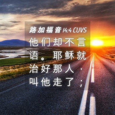 Picture 04 - 路 加 福 音 14:4 CUVS - 他 们 却 不 言 语 。 耶 稣 就 治 好 - Bible Verse Picture