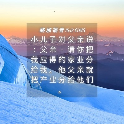 Picture 04 - 路 加 福 音 15:12 CUVS - 小 儿 子 对 父 亲 说 ： 父 亲 ， 请 - Bible Verse Picture