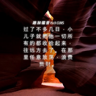 Picture 04 - 路 加 福 音 15:13 CUVS - 过 了 不 多 几 日 ， 小 儿 子 就 把 - Bible Verse Picture