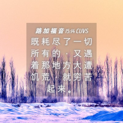 Picture 04 - 路 加 福 音 15:14 CUVS - 既 耗 尽 了 一 切 所 有 的 ， 又 遇 - Bible Verse Picture