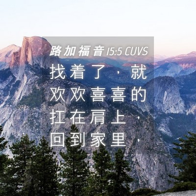 Picture 04 - 路 加 福 音 15:5 CUVS - 找 着 了 ， 就 欢 欢 喜 喜 的 扛 在 - Bible Verse Picture