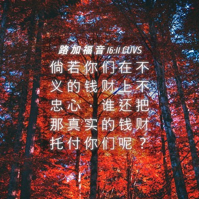 Picture 04 - 路 加 福 音 16:11 CUVS - 倘 若 你 们 在 不 义 的 钱 财 上 不 - Bible Verse Picture