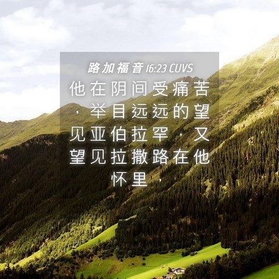 Picture 04 - 路 加 福 音 16:23 CUVS - 他 在 阴 间 受 痛 苦 ， 举 目 远 远 - Bible Verse Picture