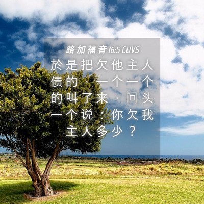Picture 04 - 路 加 福 音 16:5 CUVS - 於 是 把 欠 他 主 人 债 的 ， 一 个 - Bible Verse Picture