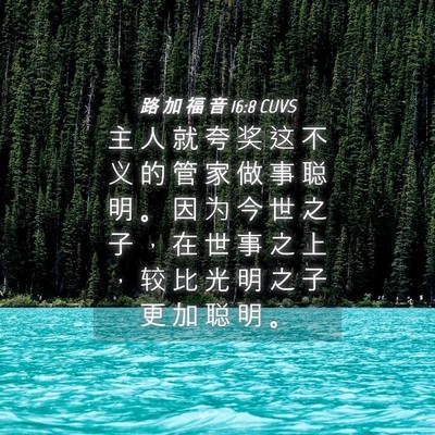 Picture 04 - 路 加 福 音 16:8 CUVS - 主 人 就 夸 奖 这 不 义 的 管 家 做 - Bible Verse Picture