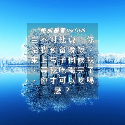 Picture 04 - 路 加 福 音 17:8 CUVS - 岂 不 对 他 说 ： 你 给 我 预 备 晚 - Bible Verse Picture
