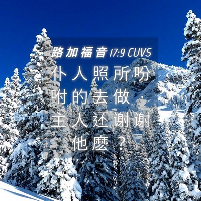 Picture 04 - 路 加 福 音 17:9 CUVS - 仆 人 照 所 吩 咐 的 去 做 ， 主 人 - Bible Verse Picture
