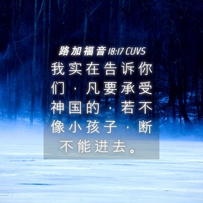 Picture 04 - 路 加 福 音 18:17 CUVS - 我 实 在 告 诉 你 们 ， 凡 要 承 受 - Bible Verse Picture