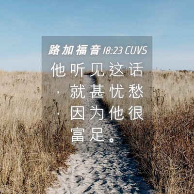 Picture 04 - 路 加 福 音 18:23 CUVS - 他 听 见 这 话 ， 就 甚 忧 愁 ， 因 - Bible Verse Picture