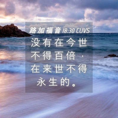 Picture 04 - 路 加 福 音 18:30 CUVS - 没 有 在 今 世 不 得 百 倍 ， 在 来 - Bible Verse Picture
