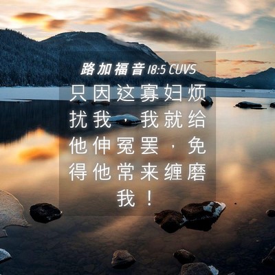 Picture 04 - 路 加 福 音 18:5 CUVS - 只 因 这 寡 妇 烦 扰 我 ， 我 就 给 - Bible Verse Picture