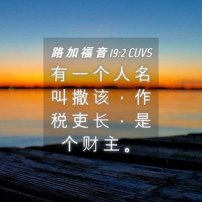 Picture 04 - 路 加 福 音 19:2 CUVS - 有 一 个 人 名 叫 撒 该 ， 作 税 吏 - Bible Verse Picture