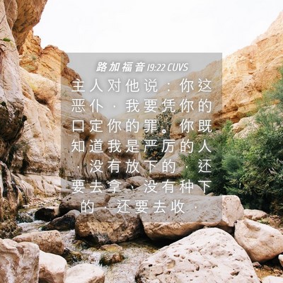Picture 04 - 路 加 福 音 19:22 CUVS - 主 人 对 他 说 ： 你 这 恶 仆 ， 我 - Bible Verse Picture
