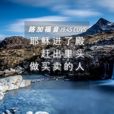 Picture 04 - 路 加 福 音 19:45 CUVS - 耶 稣 进 了 殿 ， 赶 出 里 头 做 买 - Bible Verse Picture