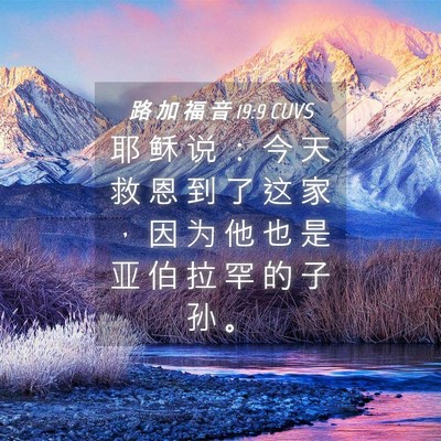 Picture 04 - 路 加 福 音 19:9 CUVS - 耶 稣 说 ： 今 天 救 恩 到 了 这 家 - Bible Verse Picture