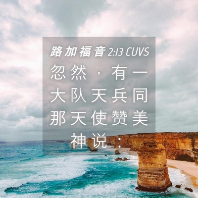 Picture 04 - 路 加 福 音 2:13 CUVS - 忽 然 ， 有 一 大 队 天 兵 同 那 天 - Bible Verse Picture