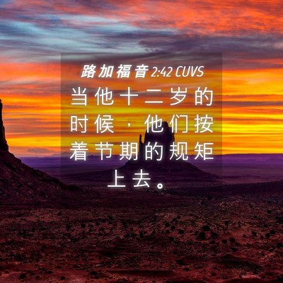 Picture 04 - 路 加 福 音 2:42 CUVS - 当 他 十 二 岁 的 时 候 ， 他 们 按 - Bible Verse Picture