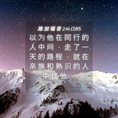 Picture 04 - 路 加 福 音 2:44 CUVS - 以 为 他 在 同 行 的 人 中 间 ， 走 - Bible Verse Picture