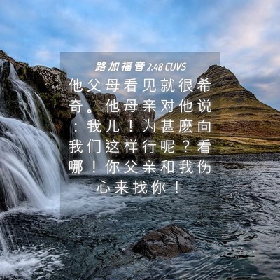 Picture 04 - 路 加 福 音 2:48 CUVS - 他 父 母 看 见 就 很 希 奇 。 他 母 - Bible Verse Picture