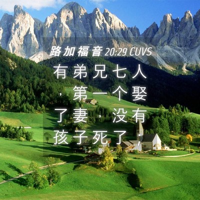 Picture 04 - 路 加 福 音 20:29 CUVS - 有 弟 兄 七 人 ， 第 一 个 娶 了 妻 - Bible Verse Picture