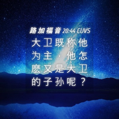 Picture 04 - 路 加 福 音 20:44 CUVS - 大 卫 既 称 他 为 主 ， 他 怎 麽 又 - Bible Verse Picture