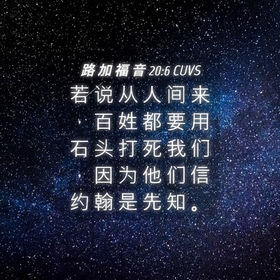 Picture 04 - 路 加 福 音 20:6 CUVS - 若 说 从 人 间 来 ， 百 姓 都 要 用 - Bible Verse Picture