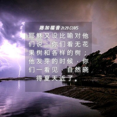 Picture 04 - 路 加 福 音 21:29 CUVS - 耶 稣 又 设 比 喻 对 他 们 说 ： 你 - Bible Verse Picture