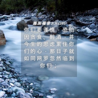 Picture 04 - 路 加 福 音 21:34 CUVS - 你 们 要 谨 慎 ， 恐 怕 因 贪 食 、 - Bible Verse Picture