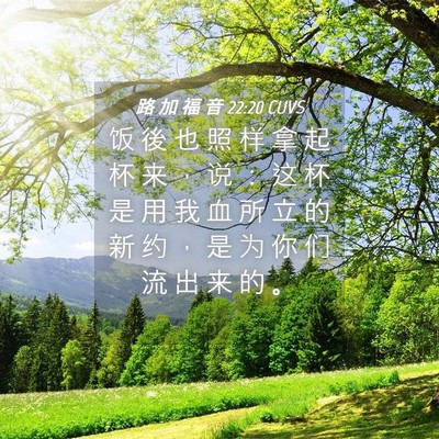 Picture 04 - 路 加 福 音 22:20 CUVS - 饭 後 也 照 样 拿 起 杯 来 ， 说 ： - Bible Verse Picture