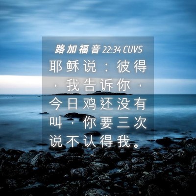 Picture 04 - 路 加 福 音 22:34 CUVS - 耶 稣 说 ： 彼 得 ， 我 告 诉 你 ， - Bible Verse Picture