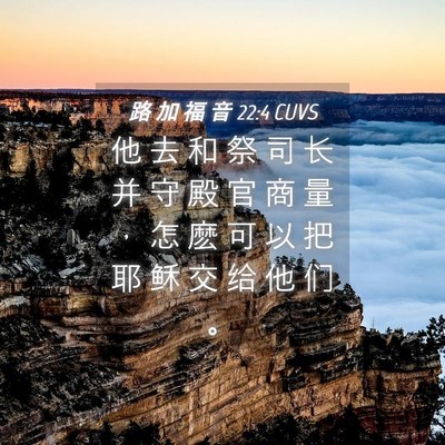 Picture 04 - 路 加 福 音 22:4 CUVS - 他 去 和 祭 司 长 并 守 殿 官 商 量 - Bible Verse Picture